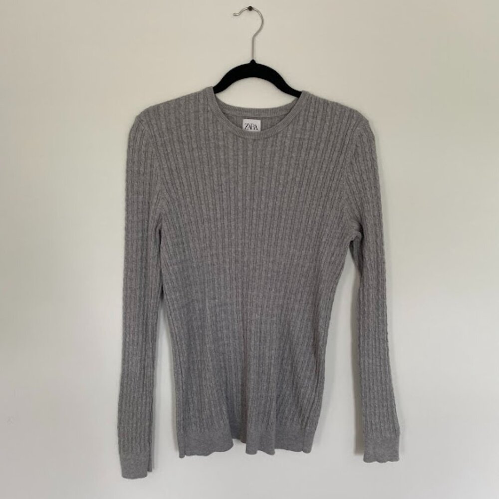Men's Zara Grey Cable Knit Sweater